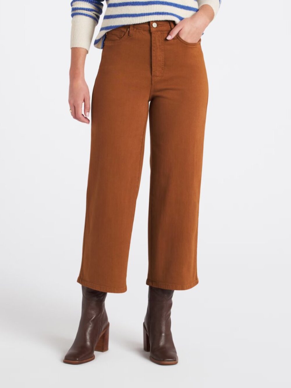 Judy Blue Brown Jasper High Rise Control Top Cropped Wide Leg Jeans Size 30